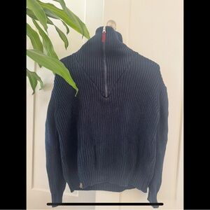 German Sustainable Fair Fashion Half-Zip Ribbed Knit Pullover Sweater in Size XS